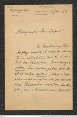 Nachlass Franz Steindachner, Brief von P. Pappenheim an Franz Steindachner (03.01.1906), Inv.Nr. 382.02, Seite 1